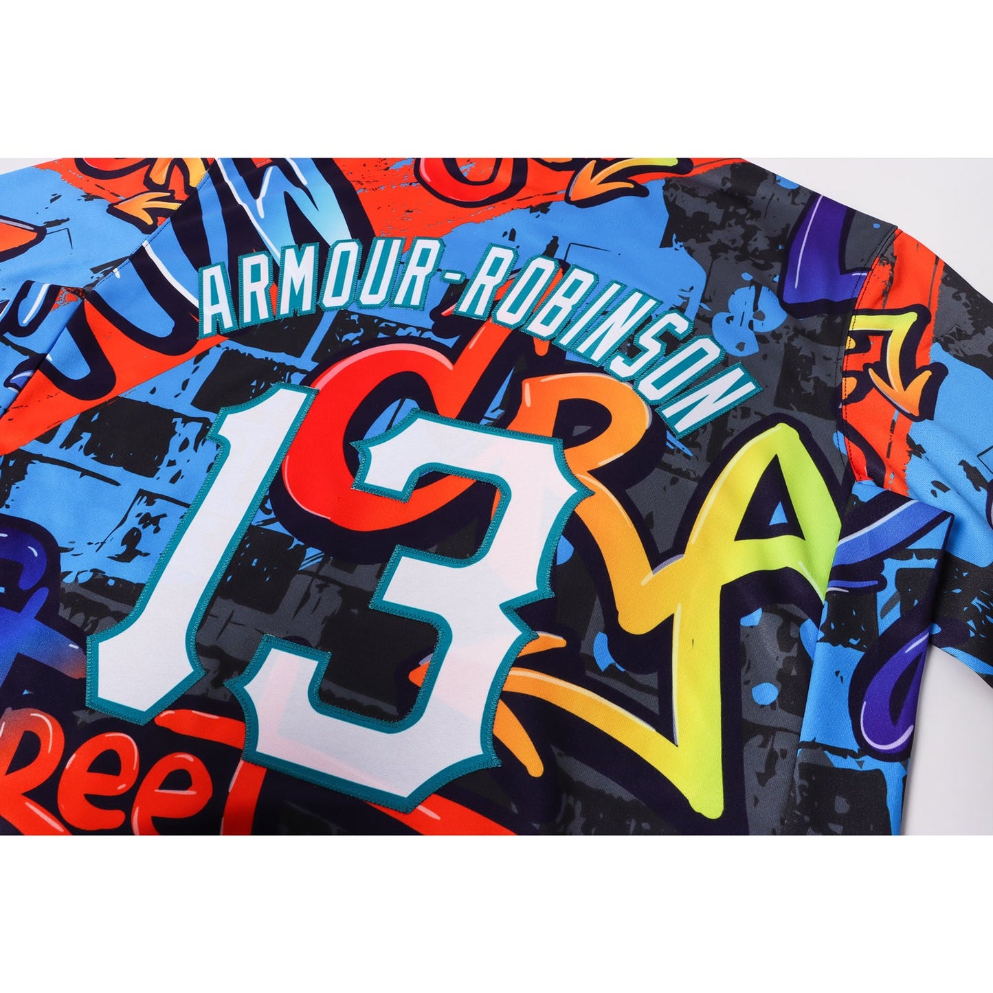 Custom Stitched Graffiti Pattern White-Aqua 3D Sports Pullover Sweatshirt Hoodie view 8