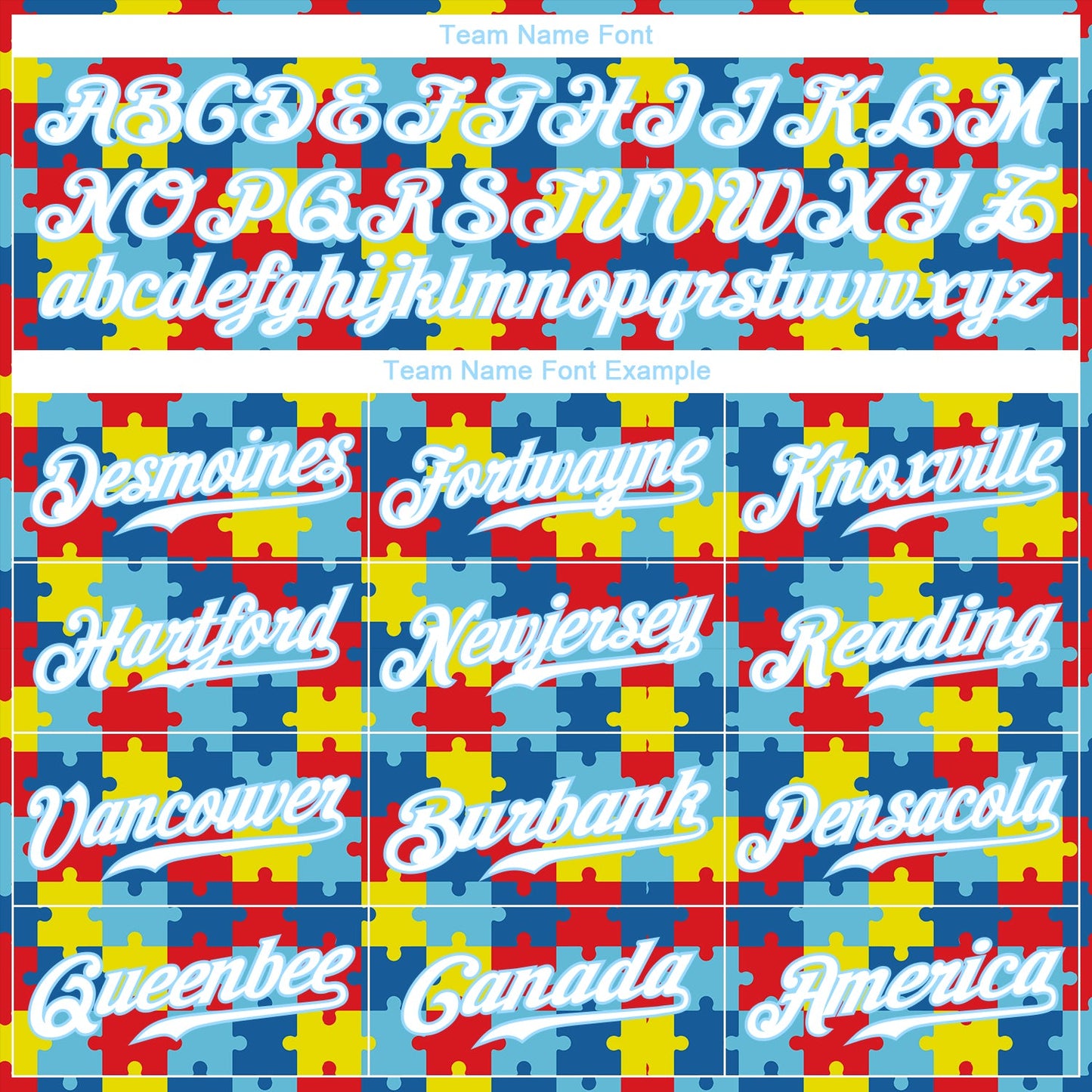 Custom Autism Supporter Awareness Puzzle Pieces Light Blue-White 3D Authentic Baseball Jersey view 4