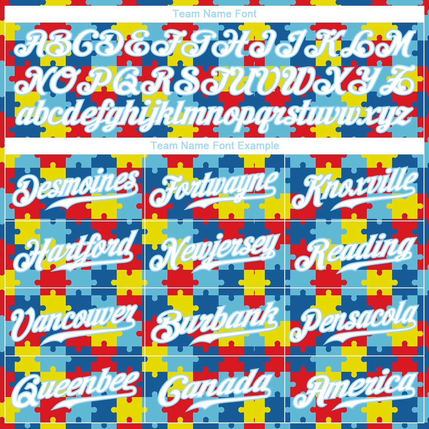 Custom Autism Supporter Awareness Puzzle Pieces Light Blue-White 3D Authentic Baseball Jersey view 4