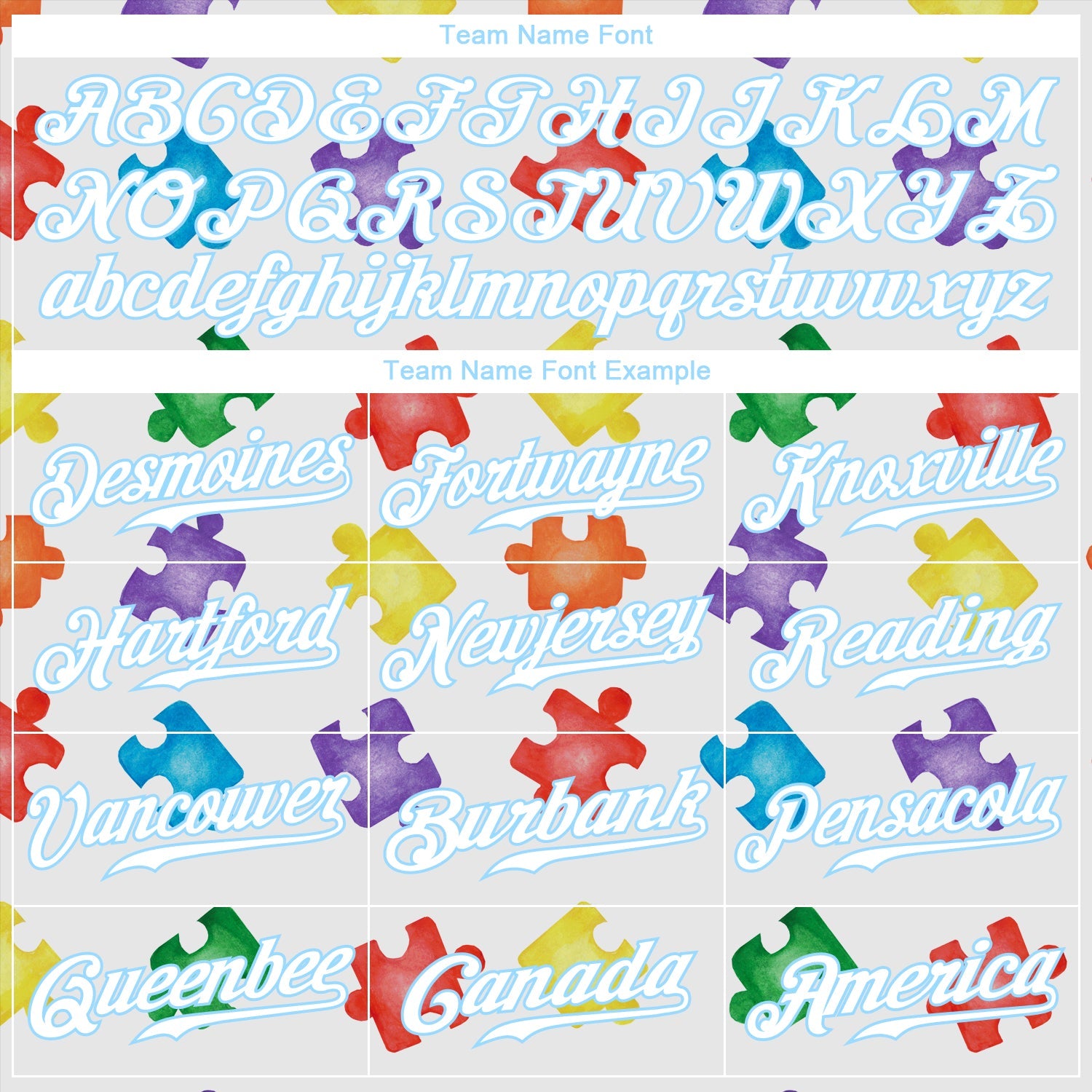 Custom Autism Supporter Awareness Puzzle Pieces White-Light Blue 3D Authentic Baseball Jersey view 4