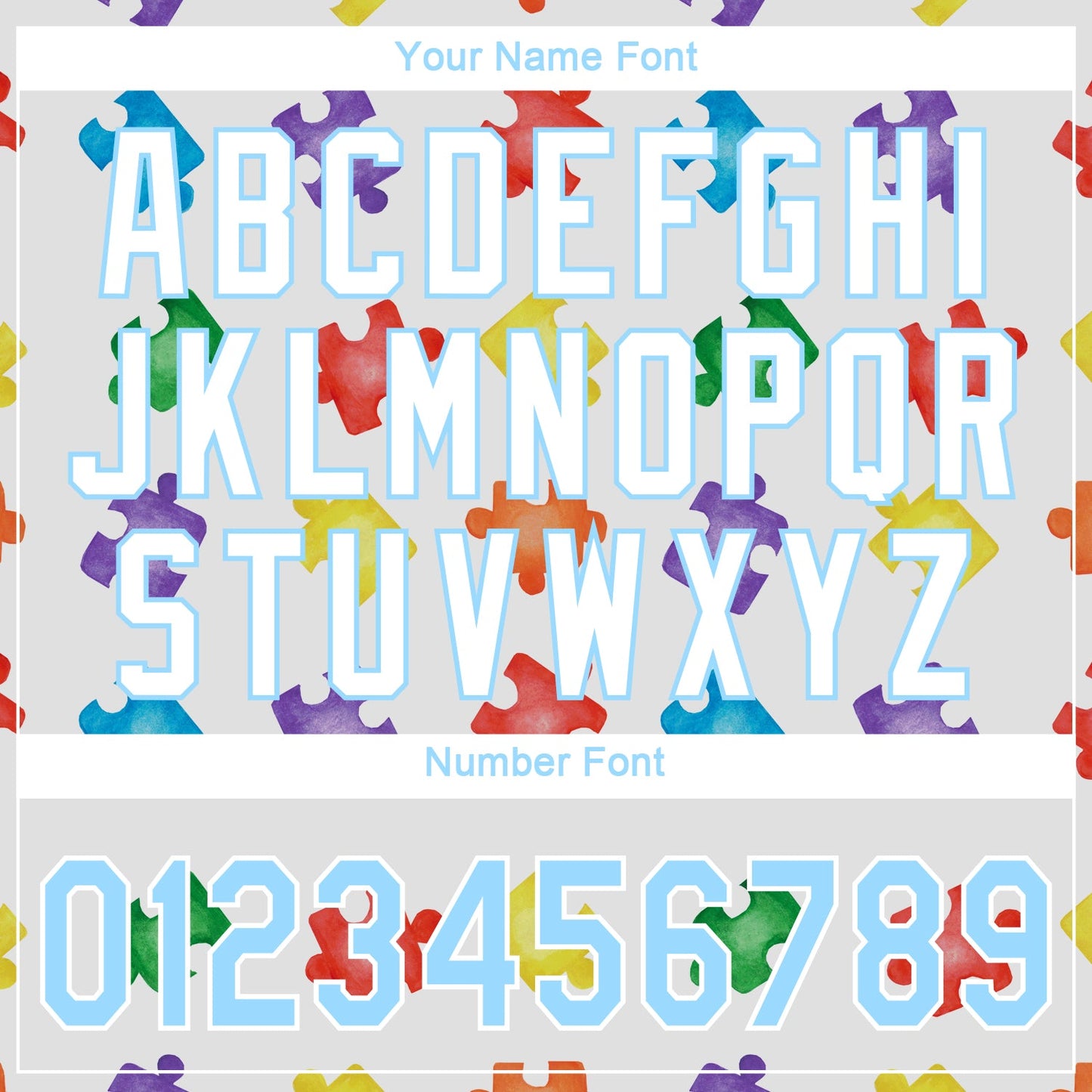 Custom Autism Supporter Awareness Puzzle Pieces White-Light Blue 3D Authentic Baseball Jersey view 5