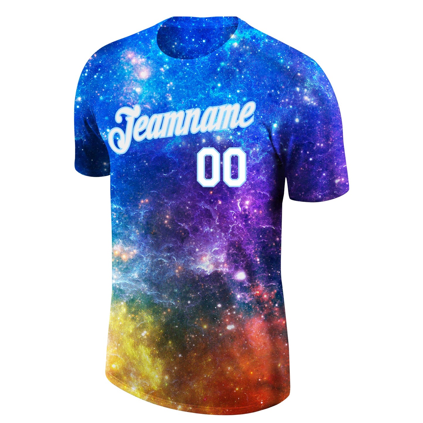 Custom Galactic White-Light Blue 3D Performance T-Shirt view 6