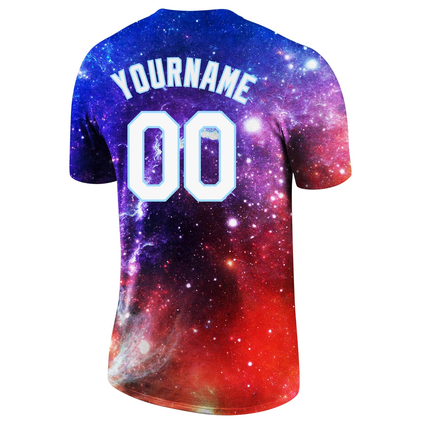 Custom Galactic White-Light Blue 3D Performance T-Shirt view 7