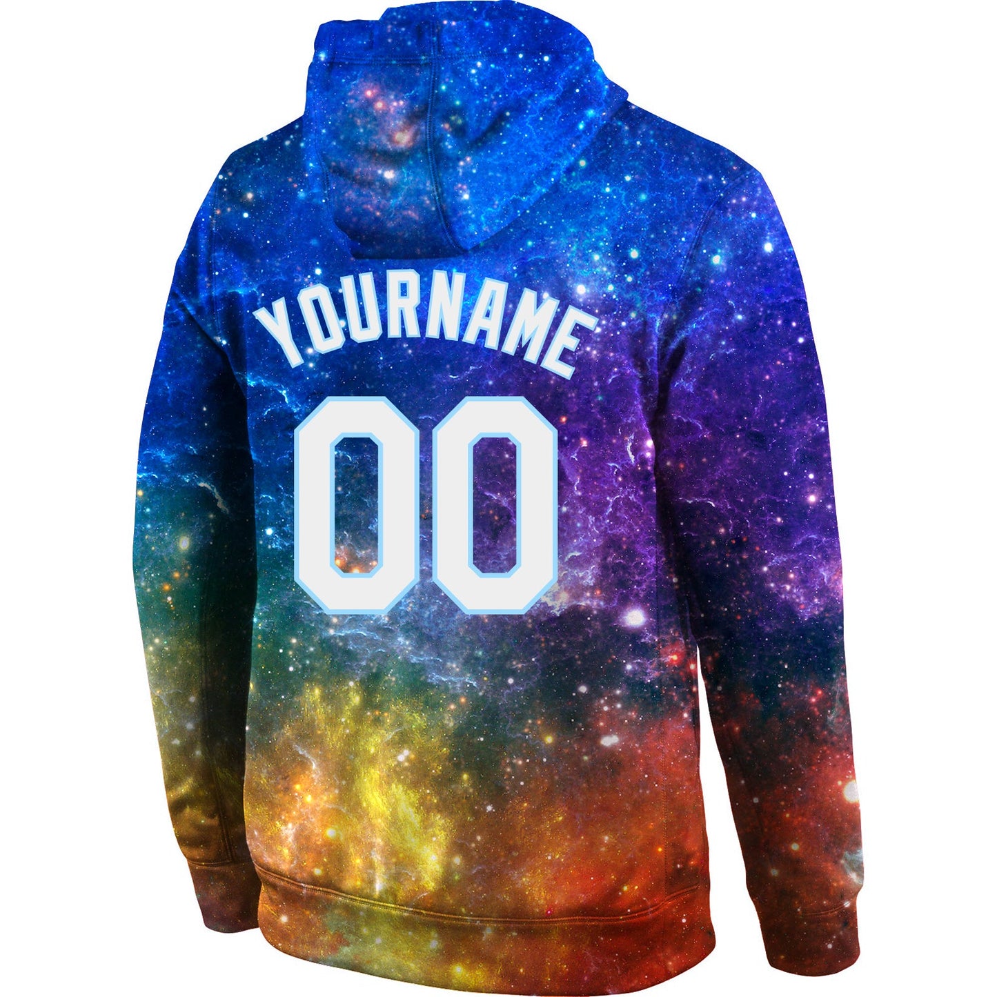 Custom Stitched Galactic White-Light Blue 3D Sports Pullover Sweatshirt Hoodie view 3