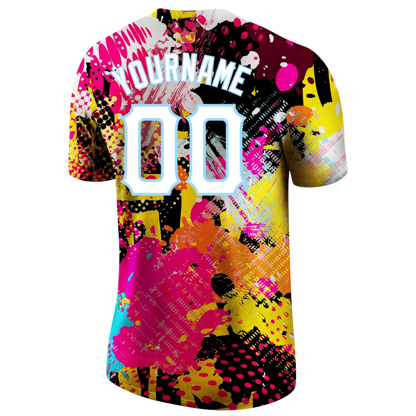 Custom Graffiti Bright Psychedelic Pattern White-Light Blue 3D Performance T-Shirt view 7