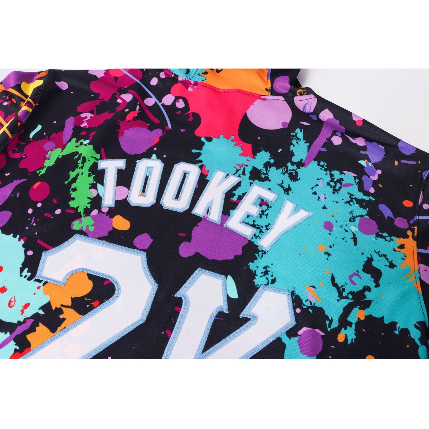 Custom Stitched Splashes Graffiti Pattern White-Light Blue 3D Sports Pullover Sweatshirt Hoodie view 7