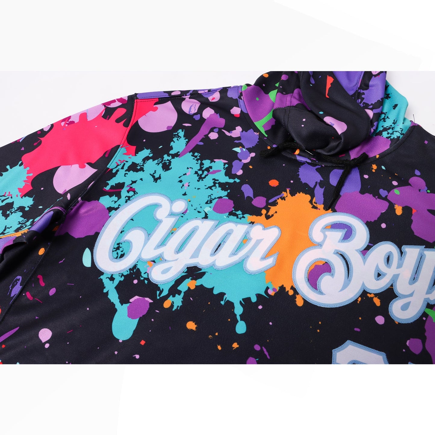 Custom Stitched Splashes Graffiti Pattern White-Light Blue 3D Sports Pullover Sweatshirt Hoodie view 8
