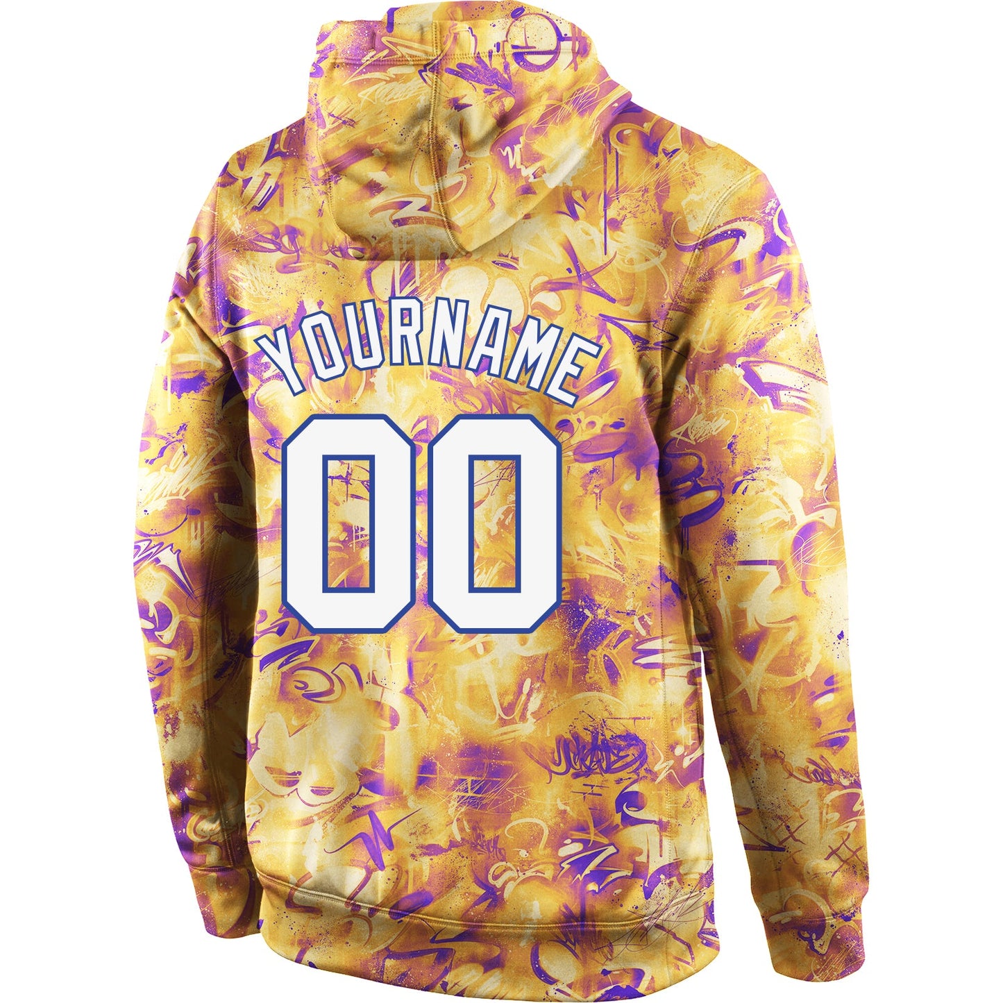 Custom Stitched Splashes Graffiti Pattern White-Royal 3D Sports Pullover Sweatshirt Hoodie view 3