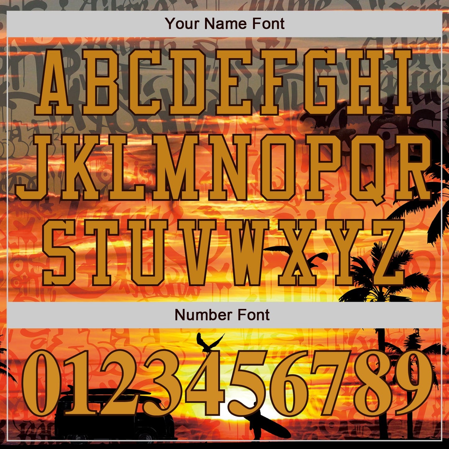 Custom Graffiti Pattern Gold-Brown 3D Beach Authentic Baseball Jersey view 5
