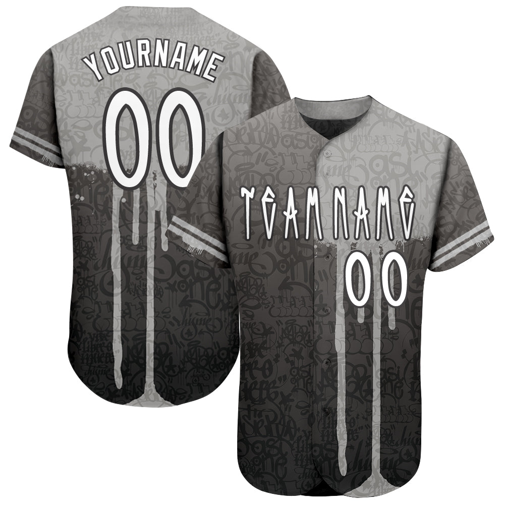 Custom Graffiti Pattern White-Gray 3D Picaxao Authentic Baseball Jersey - Main View