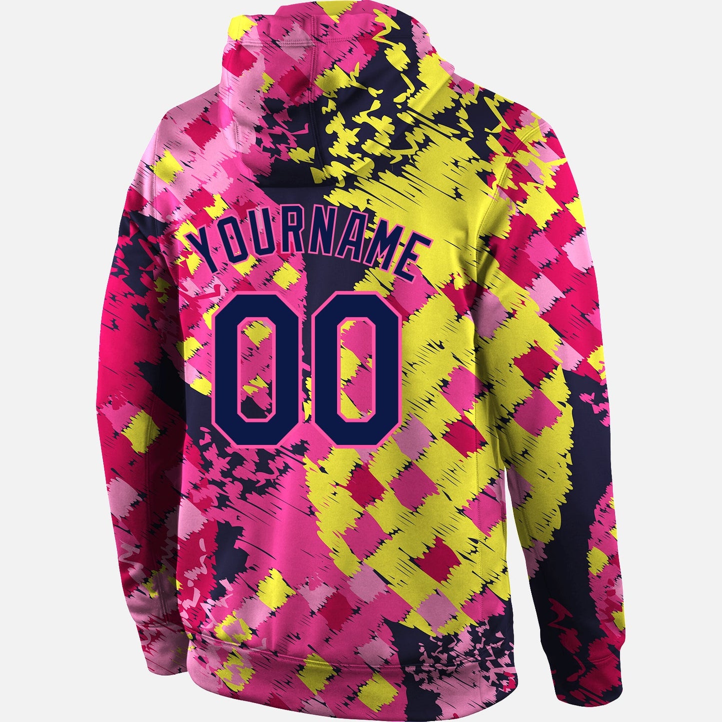 Custom Stitched Graffiti Pattern Navy-Pink 3D Sports Pullover Sweatshirt Hoodie view 3
