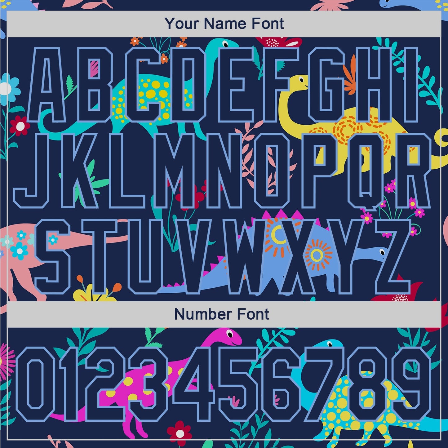 Custom Stitched Graffiti Pattern Navy-Light Blue 3D Dinosaur Sports Pullover Sweatshirt Hoodie view 6