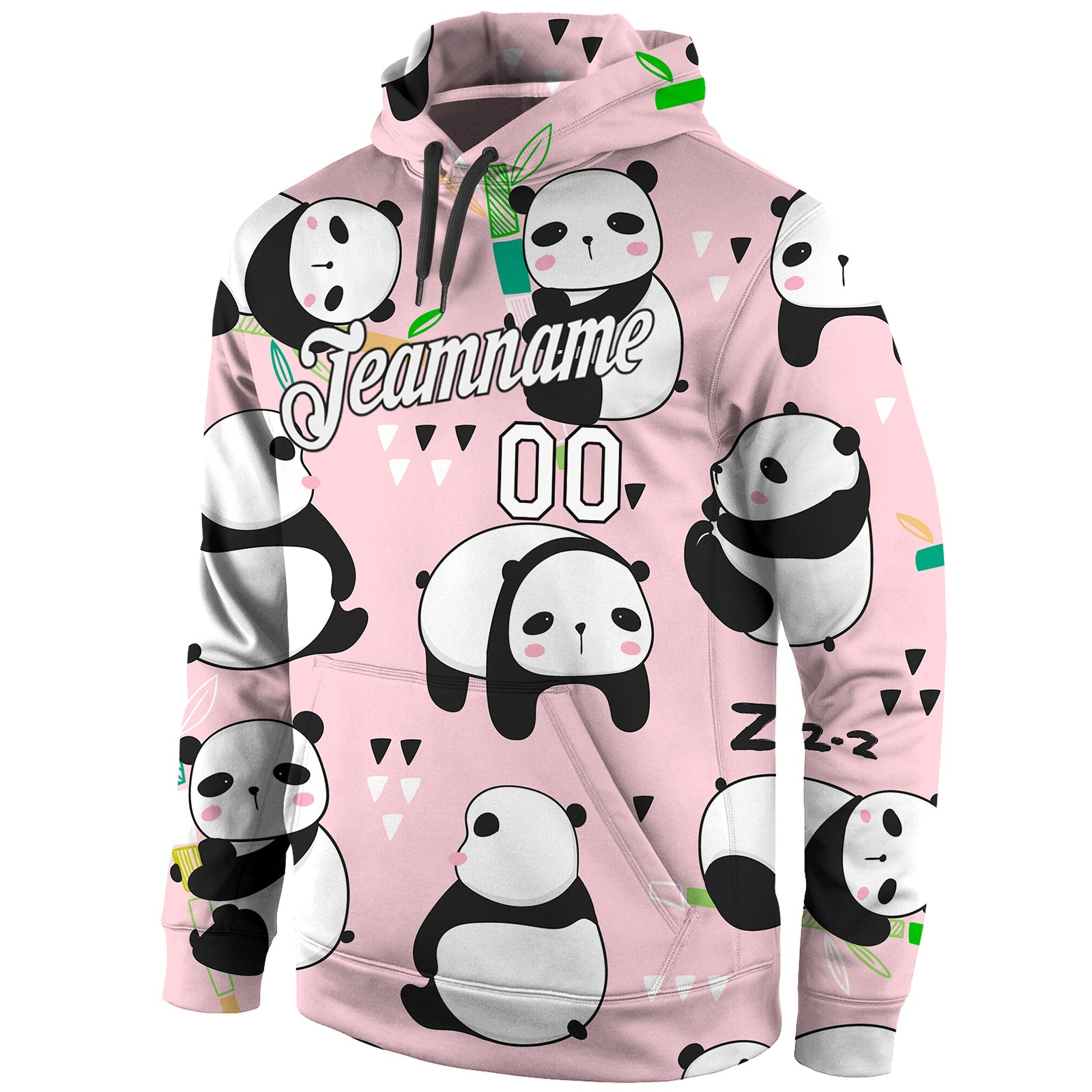 Custom Stitched Graffiti Pattern White-Black 3D Panda Sports Pullover Sweatshirt Hoodie view 2
