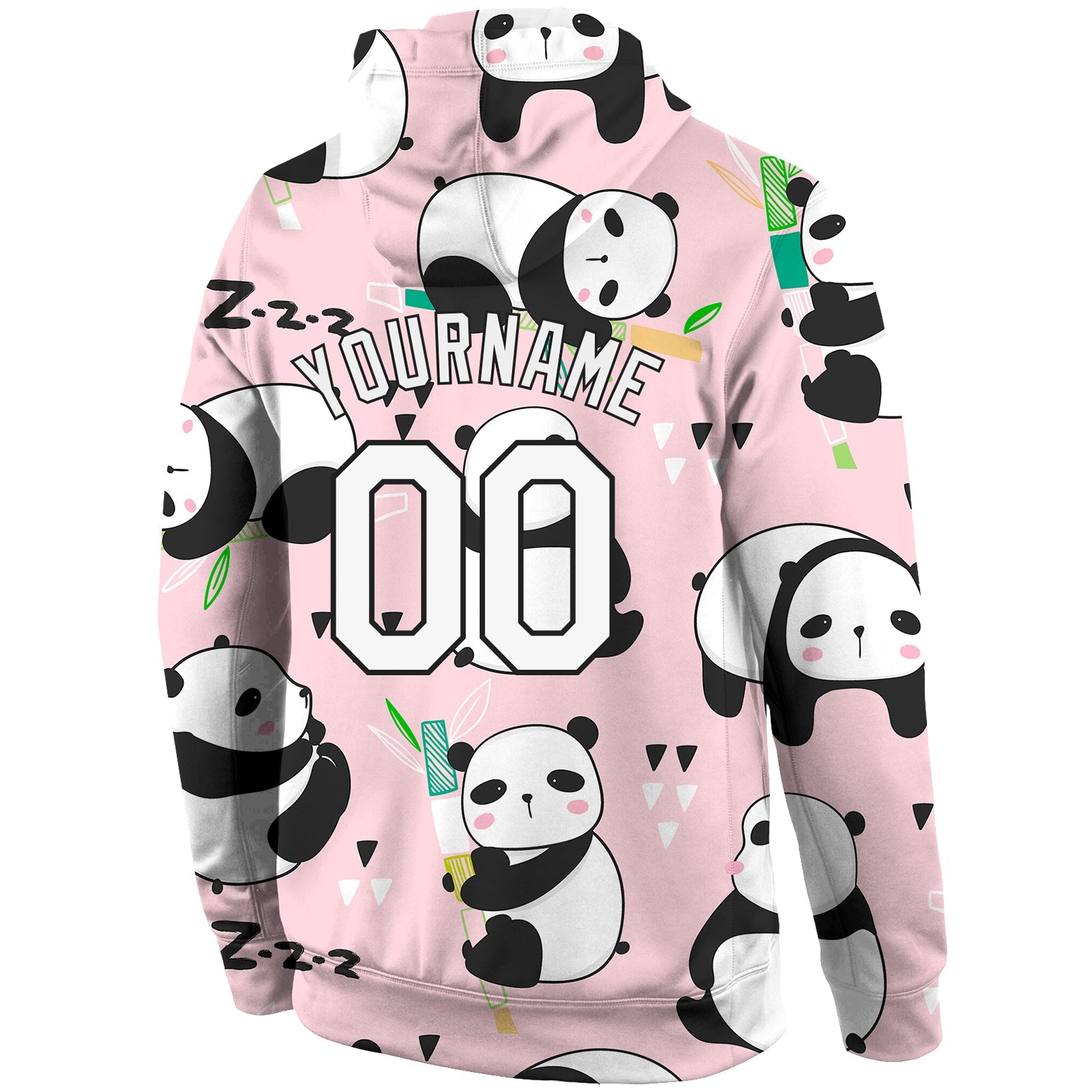 Custom Stitched Graffiti Pattern White-Black 3D Panda Sports Pullover Sweatshirt Hoodie view 3