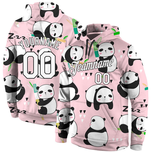 Custom Stitched Graffiti Pattern White-Black 3D Panda Sports Pullover Sweatshirt Hoodie - Main View