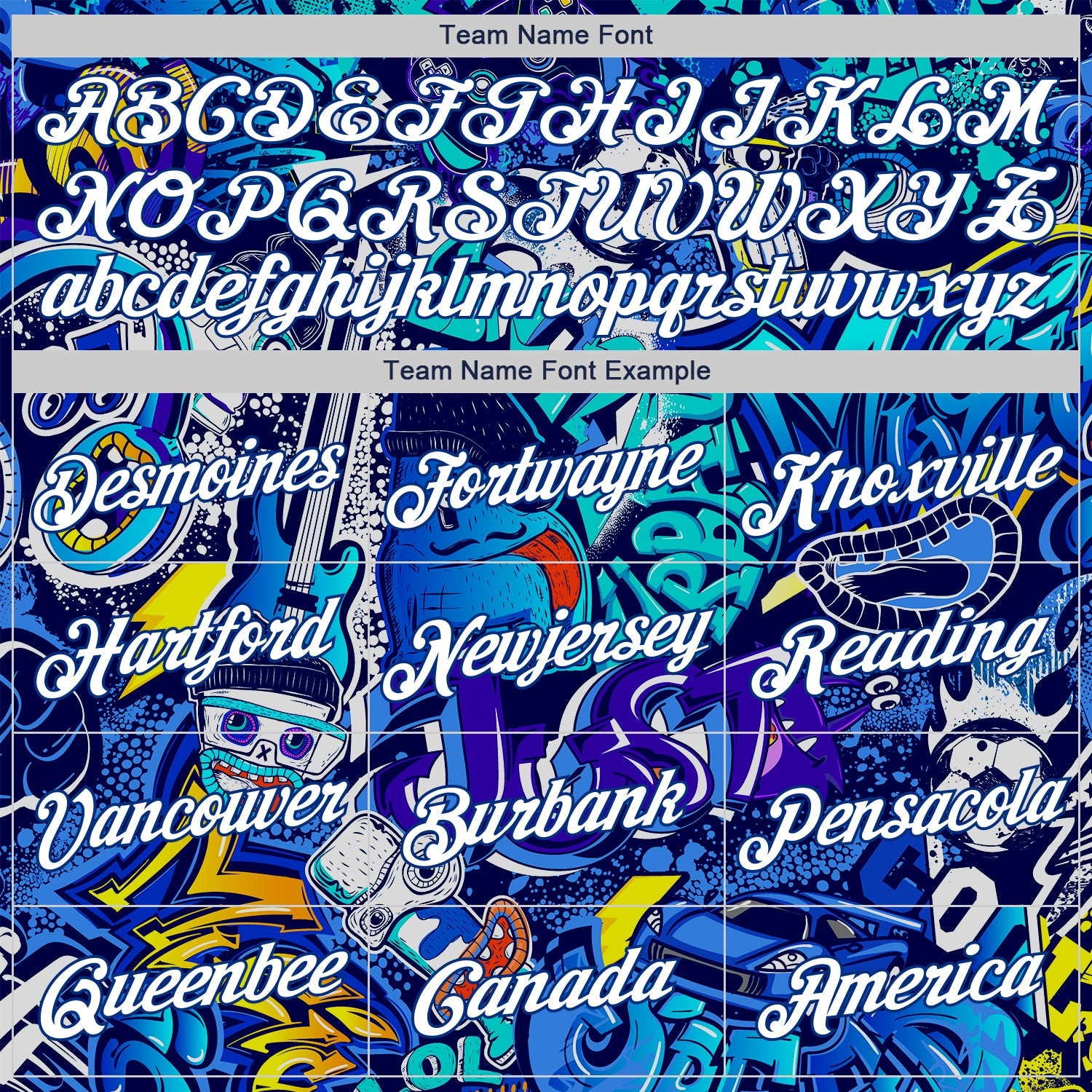 Custom Stitched Graffiti Pattern White-Royal 3D Sports Pullover Sweatshirt Hoodie view 6