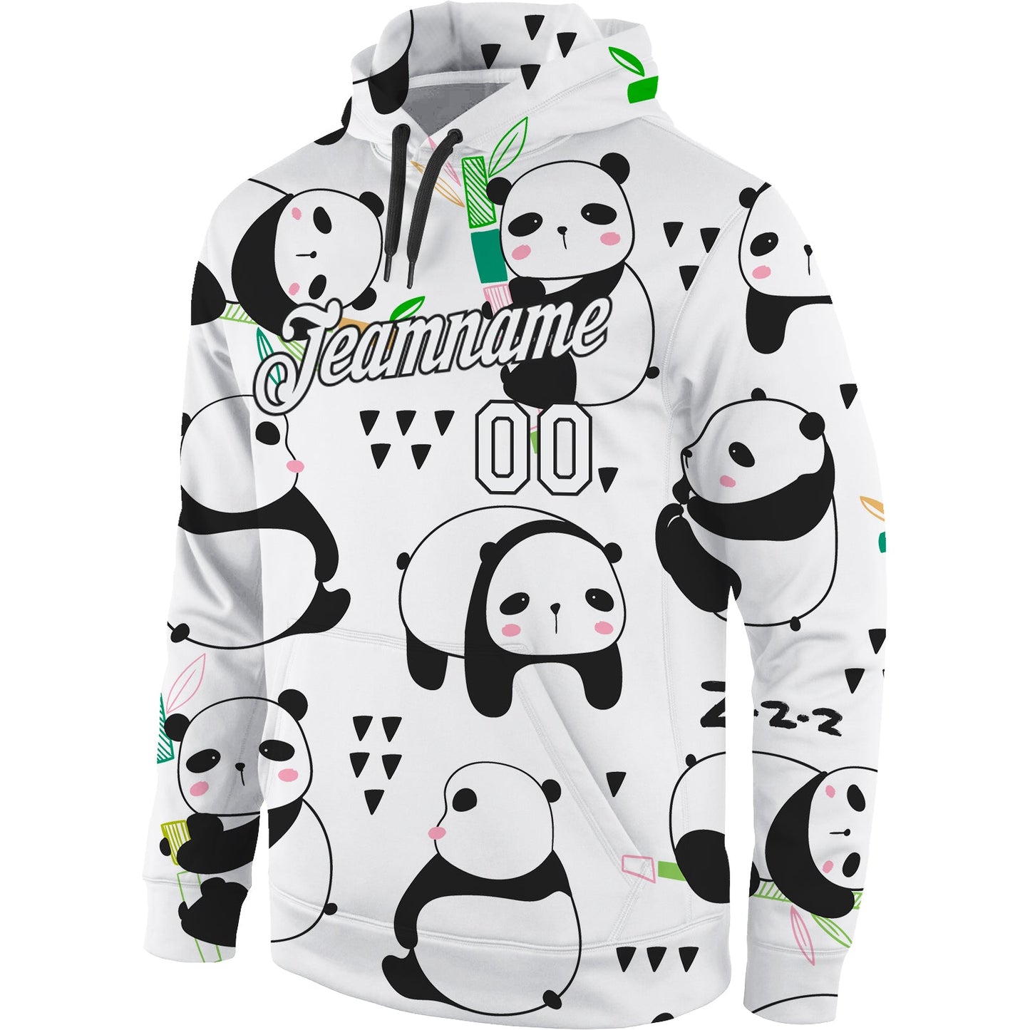 Custom Stitched Graffiti Pattern White-Black 3D Panda Sports Pullover Sweatshirt Hoodie view 2