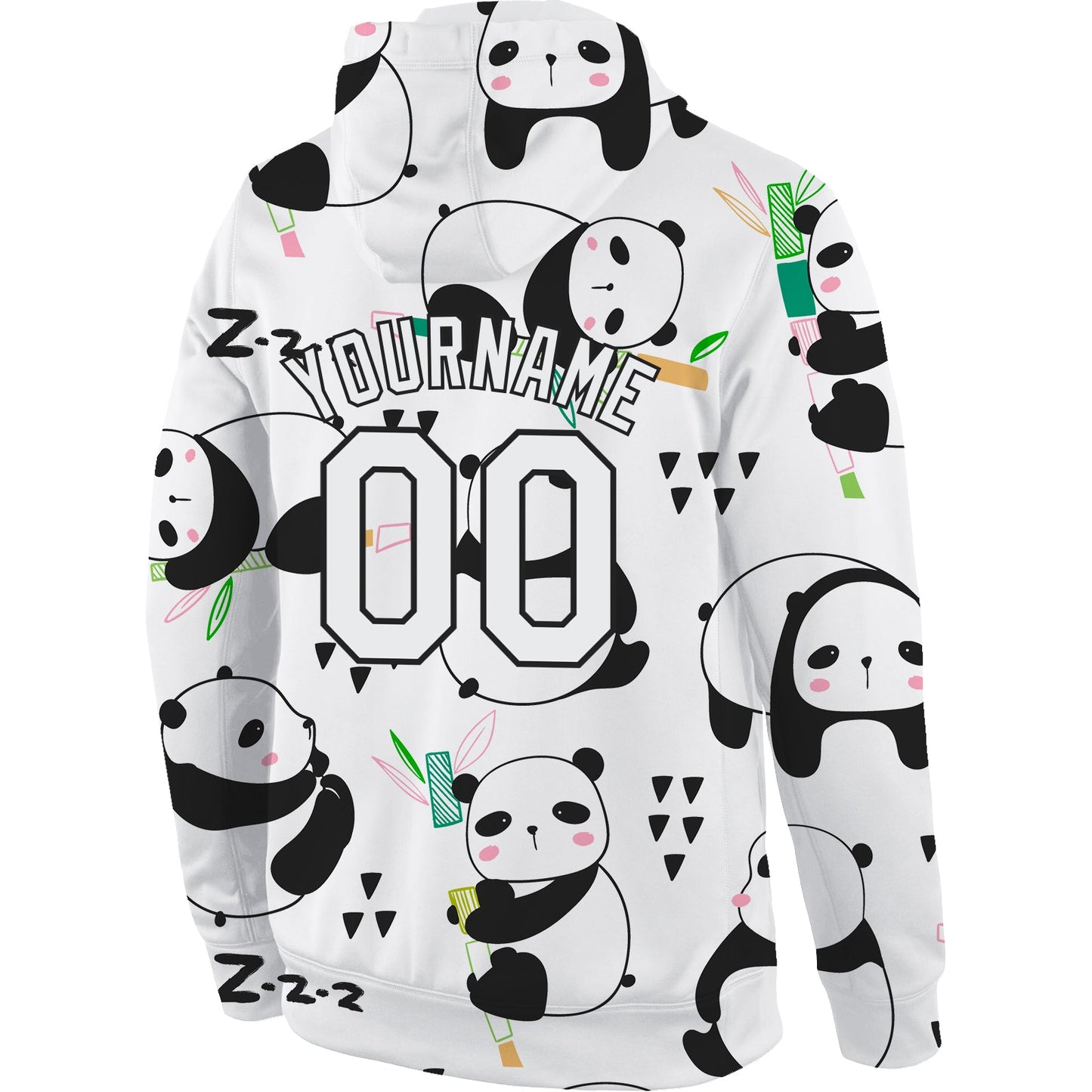 Custom Stitched Graffiti Pattern White-Black 3D Panda Sports Pullover Sweatshirt Hoodie view 3