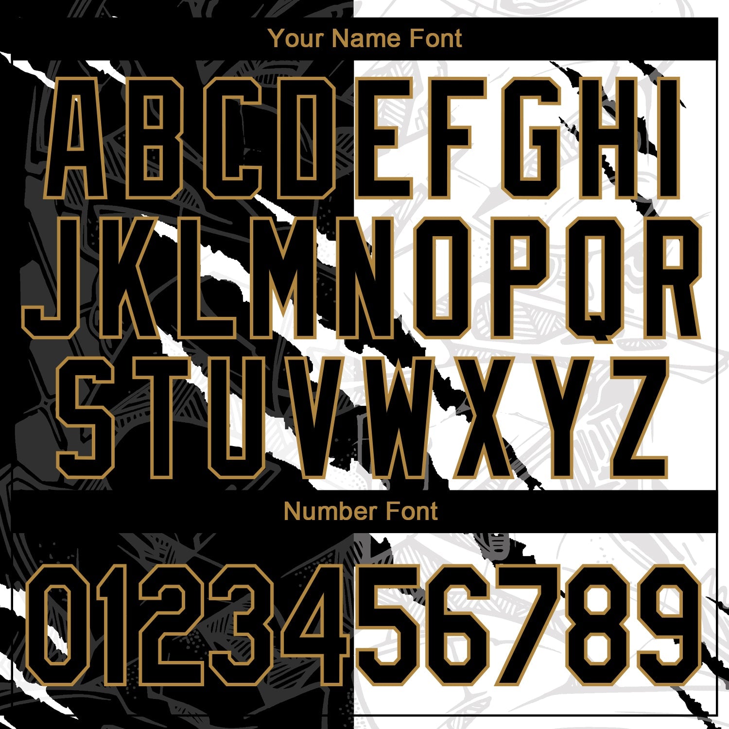 Custom Stitched Graffiti Pattern Black-Old Gold 3D Sports Pullover Sweatshirt Hoodie view 8