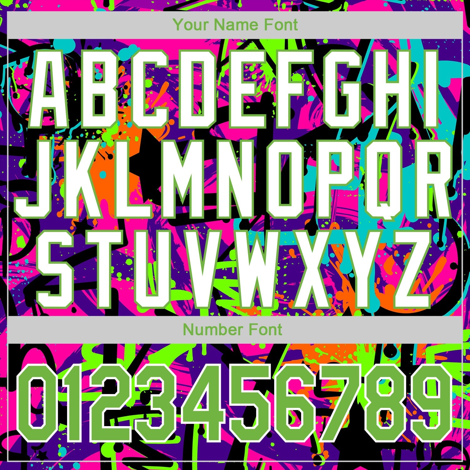 Custom Stitched Graffiti Pattern Neon Green-White 3D Sports Pullover Sweatshirt Hoodie view 7