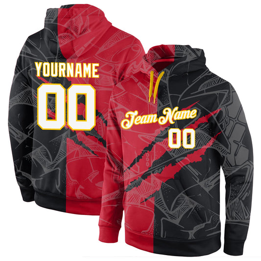 Custom Stitched Graffiti Pattern White-Gold 3D Sports Pullover Sweatshirt Hoodie - Main View