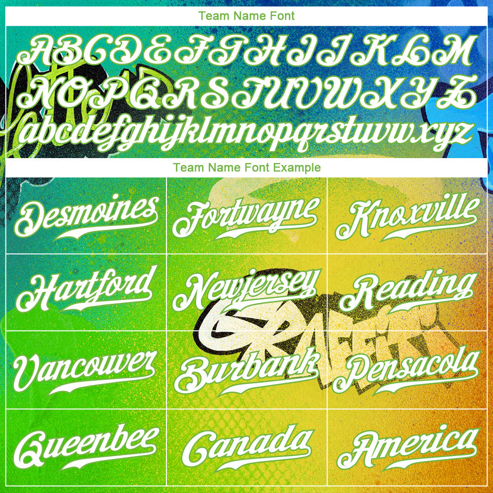 Custom Graffiti Pattern Neon Green-White 3D Authentic Baseball Jersey view 4