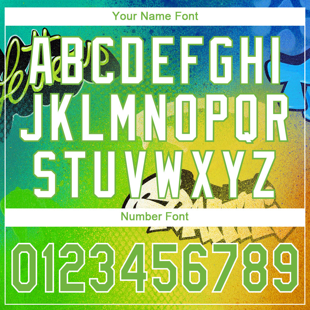 Custom Graffiti Pattern Neon Green-White 3D Authentic Baseball Jersey view 5
