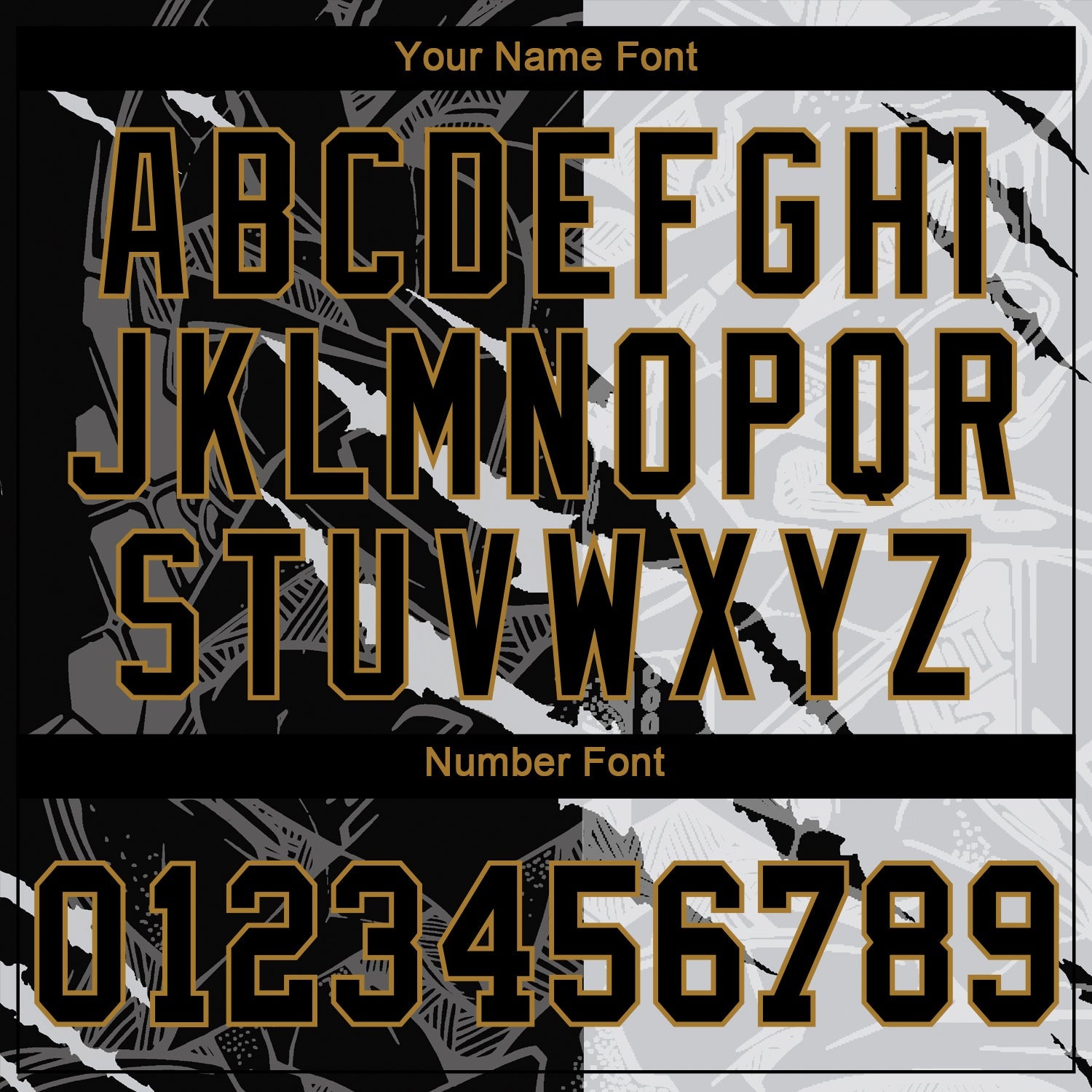 Custom Graffiti Pattern Black-Old Gold 3D Authentic Baseball Jersey view 5