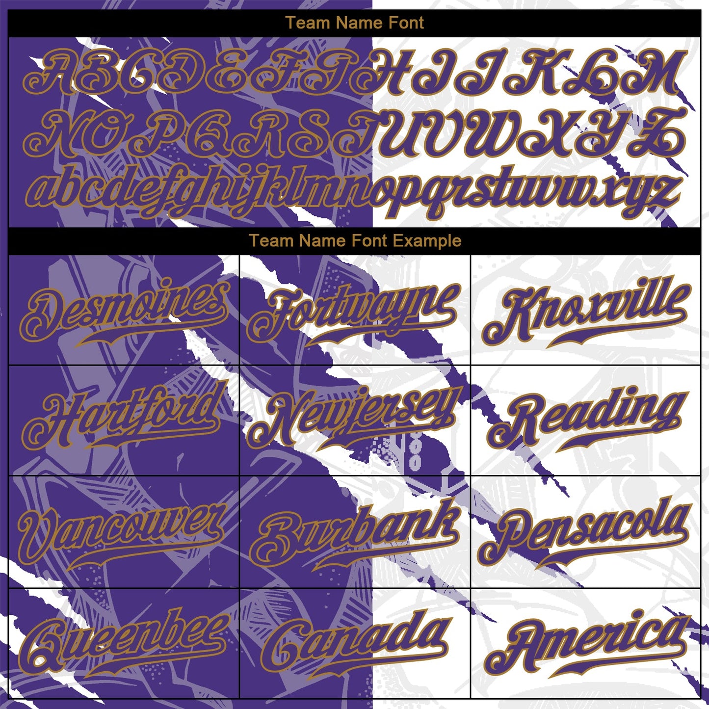 Custom Graffiti Pattern Purple-Old Gold 3D Authentic Baseball Jersey view 4