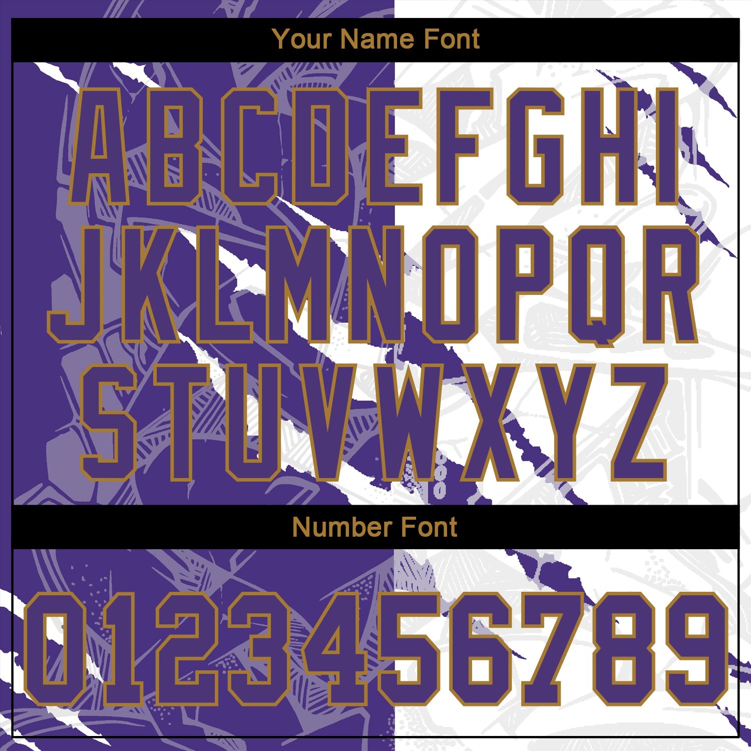 Custom Graffiti Pattern Purple-Old Gold 3D Authentic Baseball Jersey view 5