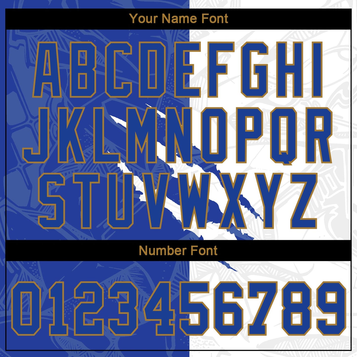 Custom Graffiti Pattern Royal-Old Gold 3D Authentic Baseball Jersey view 5