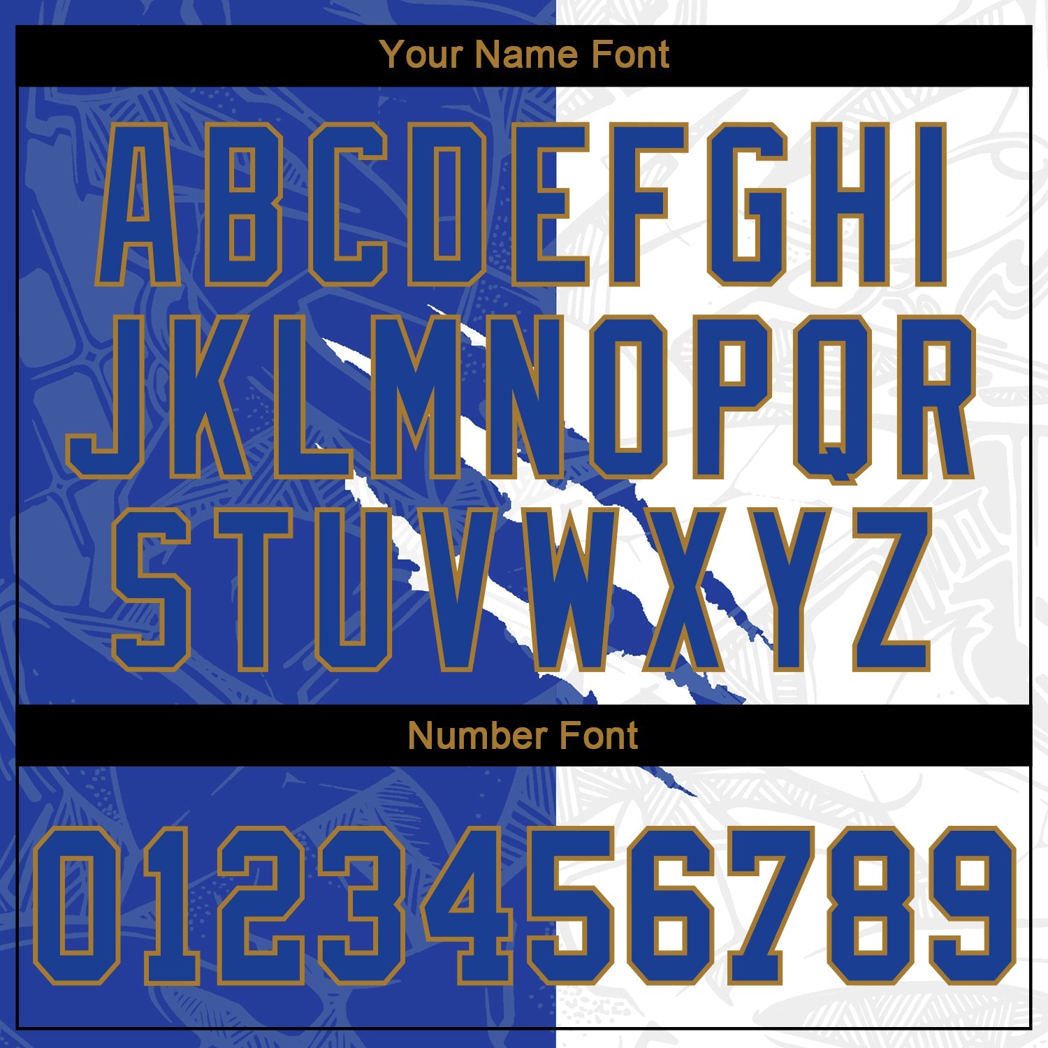 Custom Graffiti Pattern Royal-Old Gold 3D Authentic Baseball Jersey view 5
