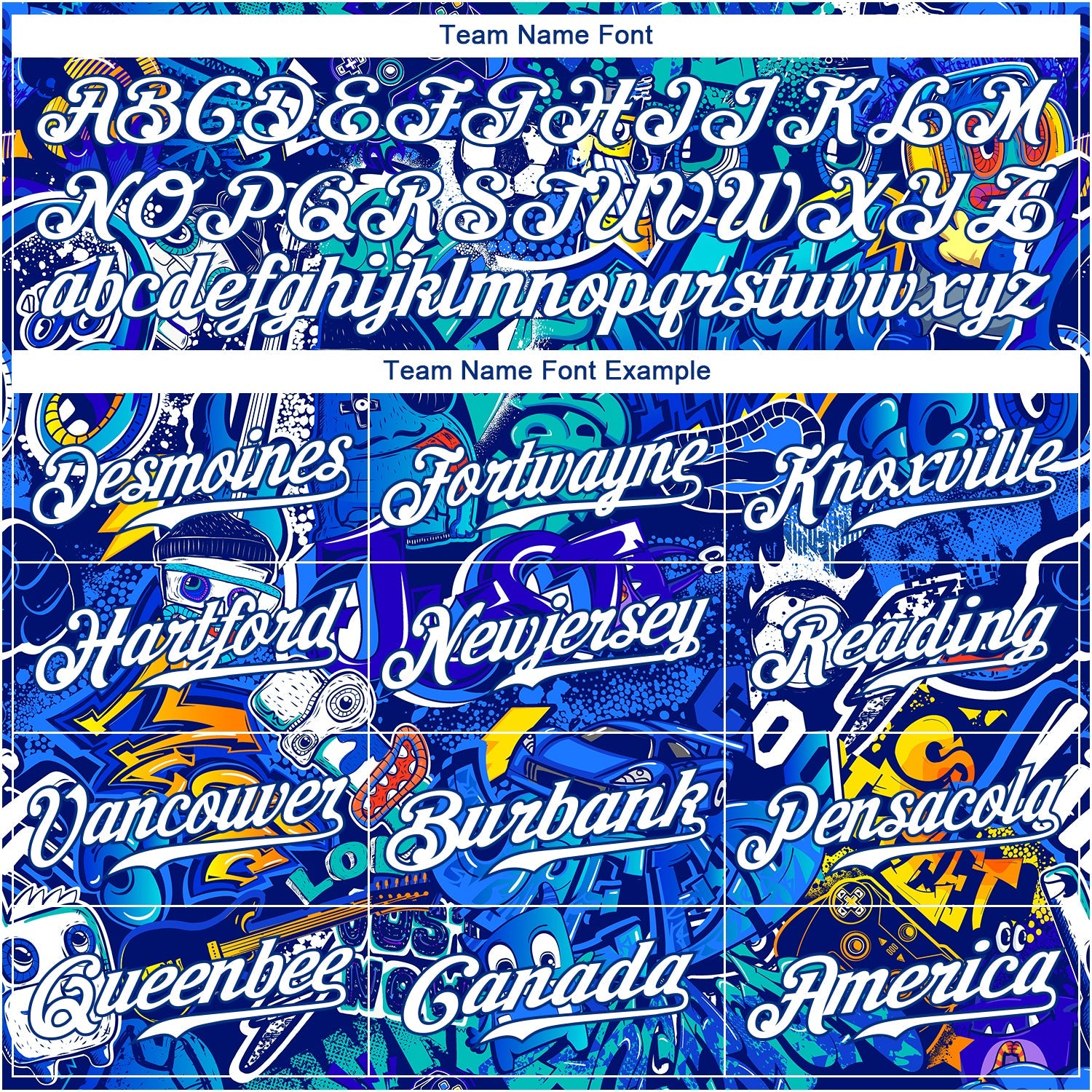 Custom Graffiti Pattern White-Royal 3D Authentic Baseball Jersey view 4
