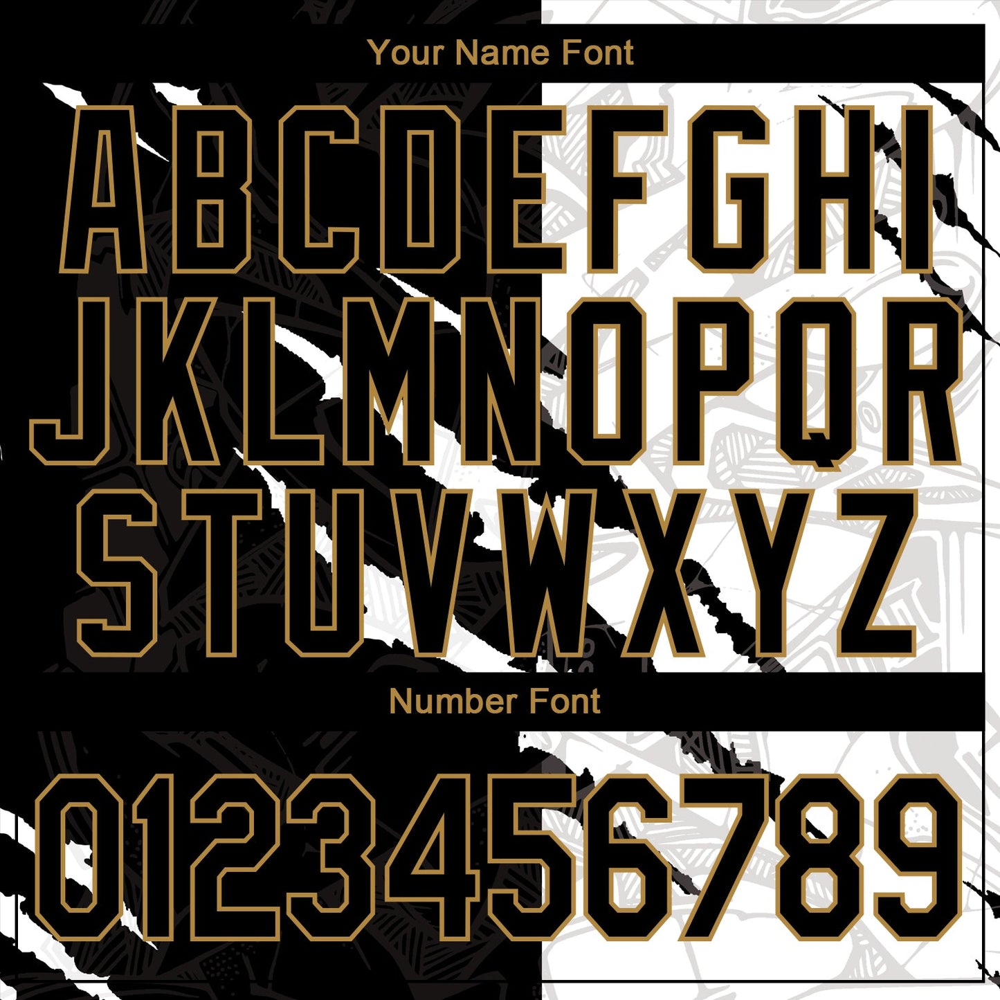 Custom Graffiti Pattern Black-Old Gold Scratch 3D Performance T-Shirt view 4