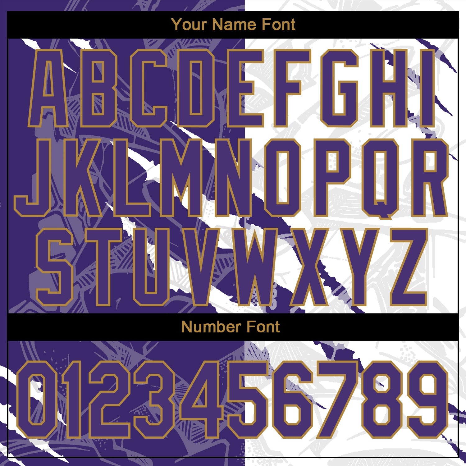 Custom Graffiti Pattern Purple-Old Gold 3D Performance T-Shirt view 4