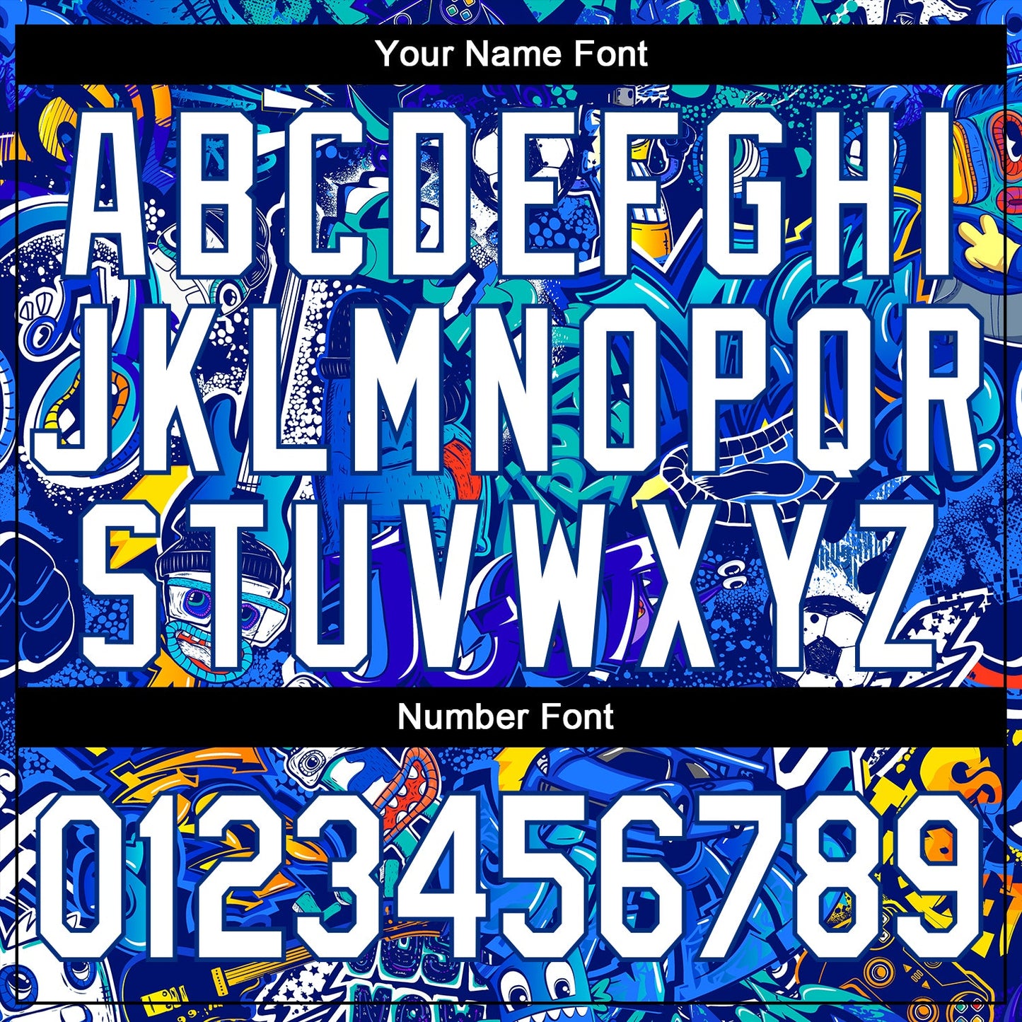 Custom Graffiti Pattern White-Royal 3D Performance T-Shirt view 4