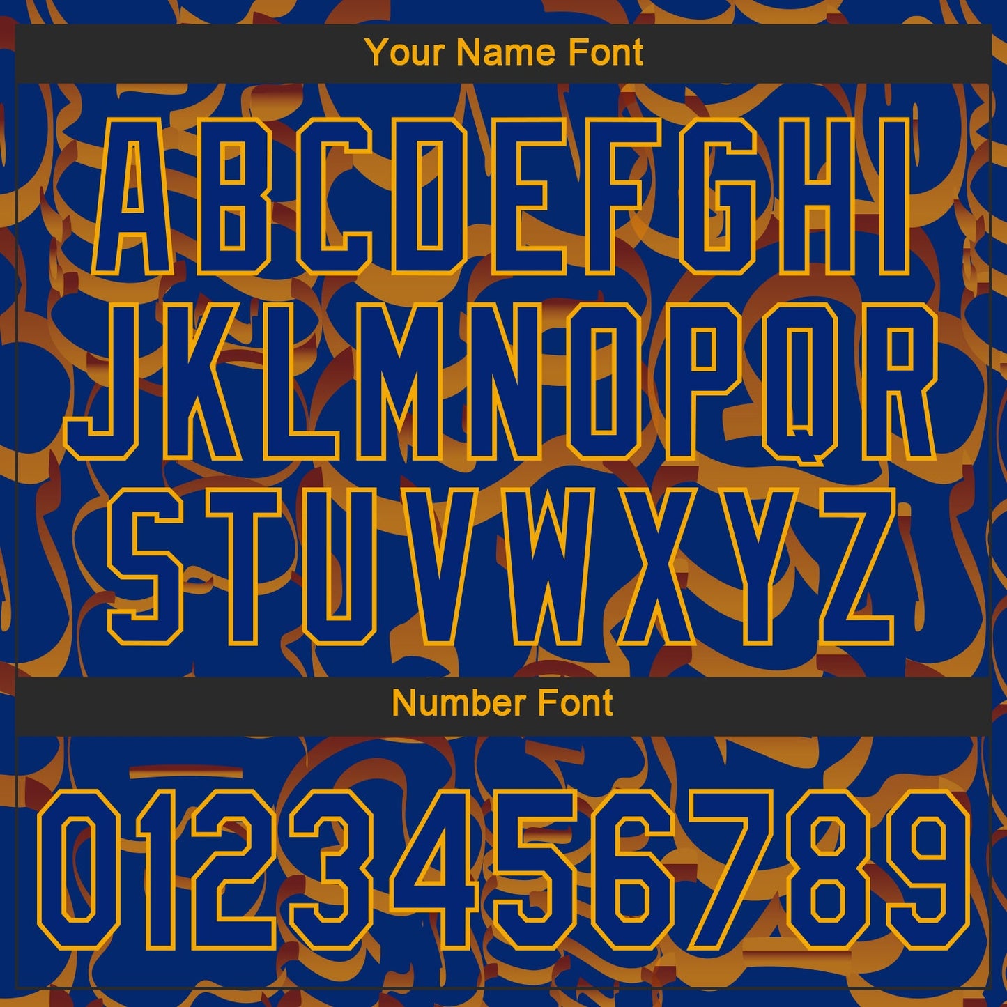 Custom Graffiti Pattern Royal-Gold 3D Authentic Baseball Jersey view 5