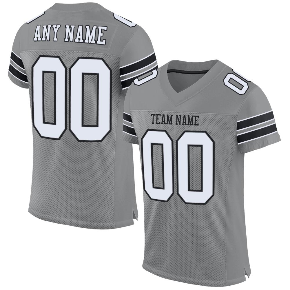 Custom Gray White-Black Mesh Authentic Football Jersey - Main View