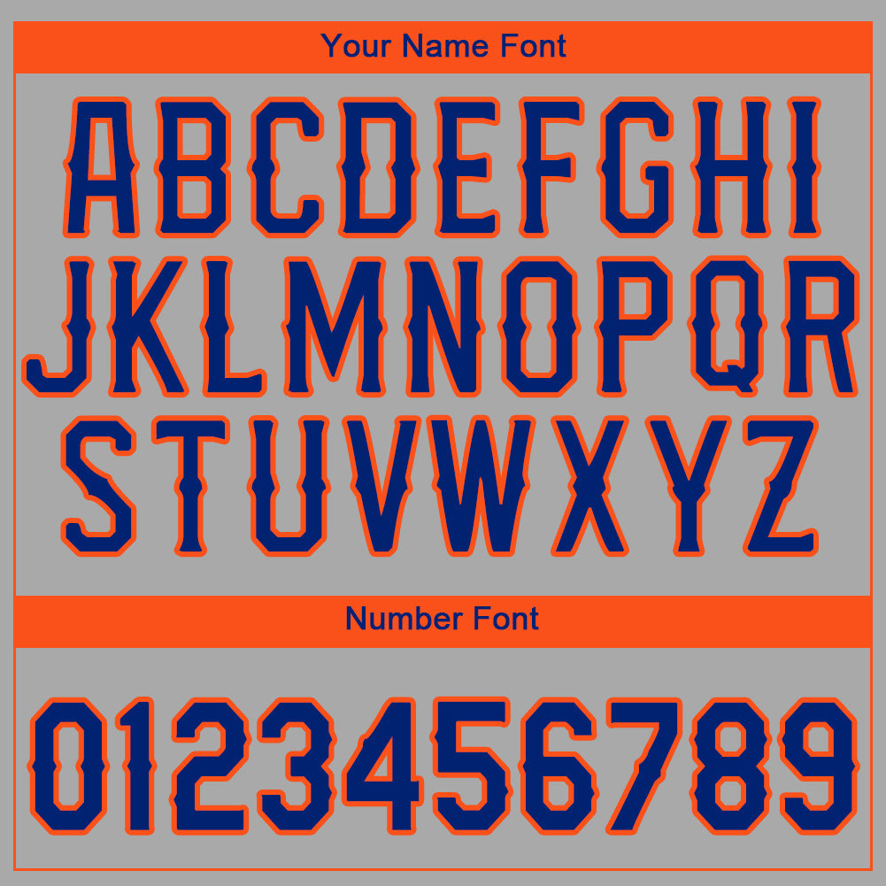 Custom Gray Royal-Orange Authentic Baseball Jersey view 4