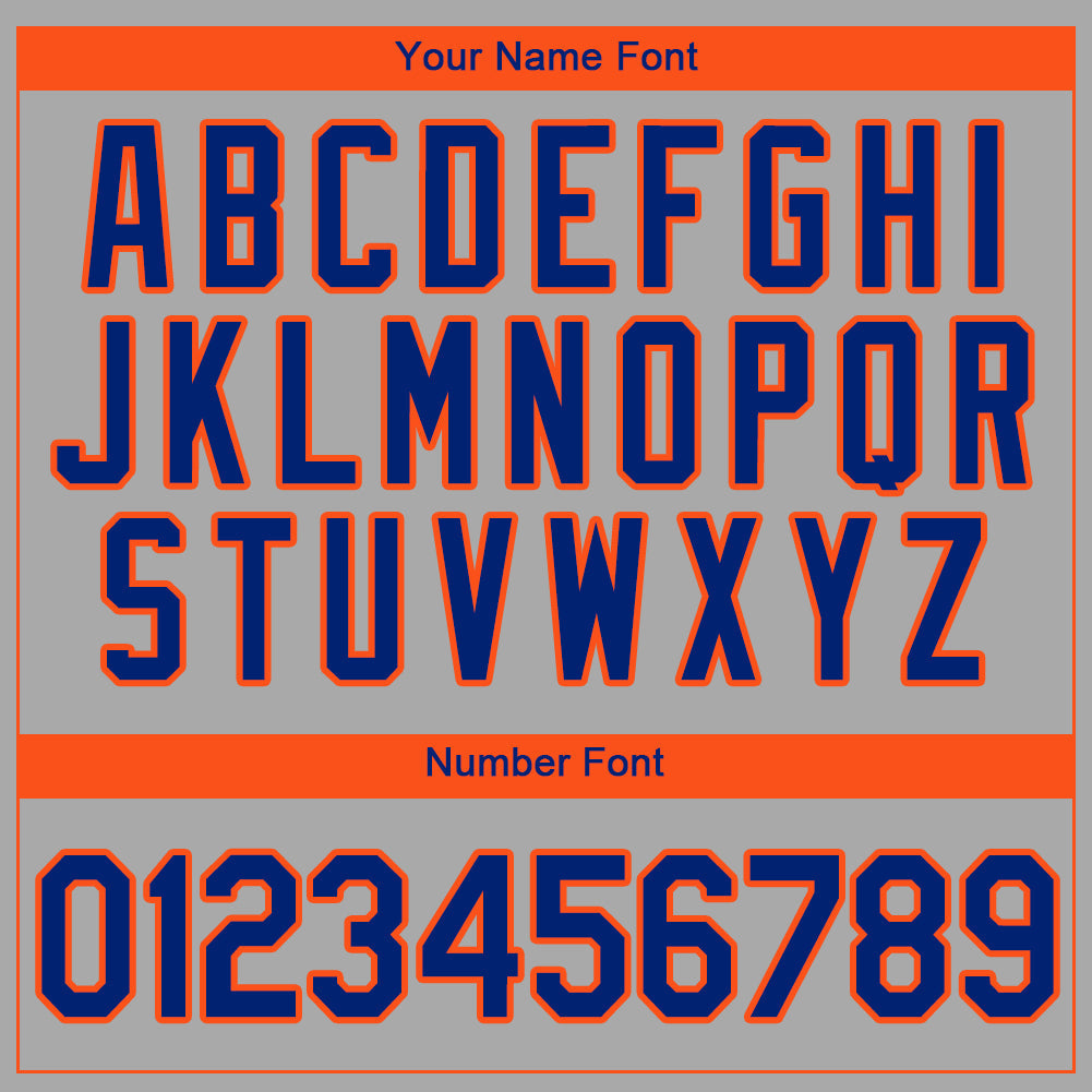 Custom Gray Royal-Orange Authentic Baseball Jersey view 4