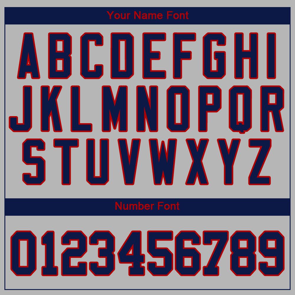 Custom Gray Navy-Red Authentic Baseball Jersey view 4