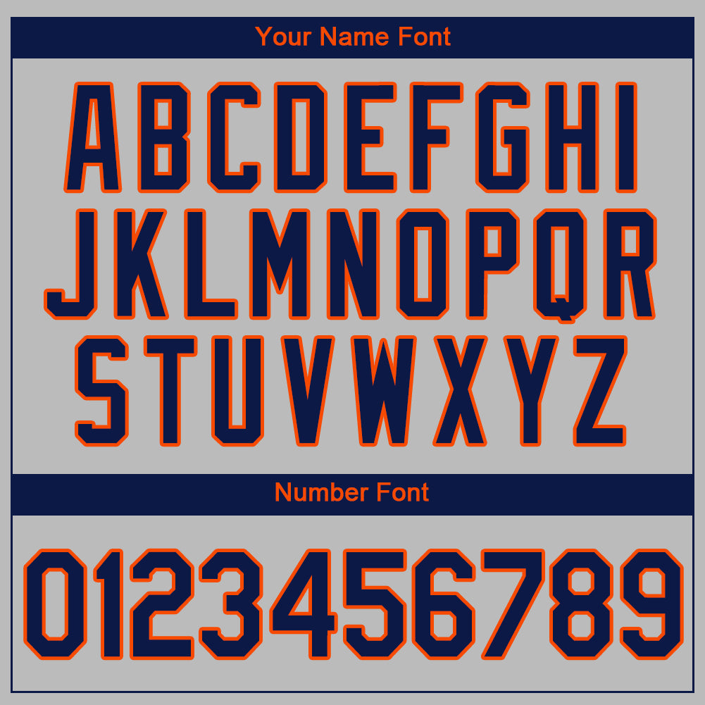Custom Gray Navy-Orange Authentic Baseball Jersey view 4