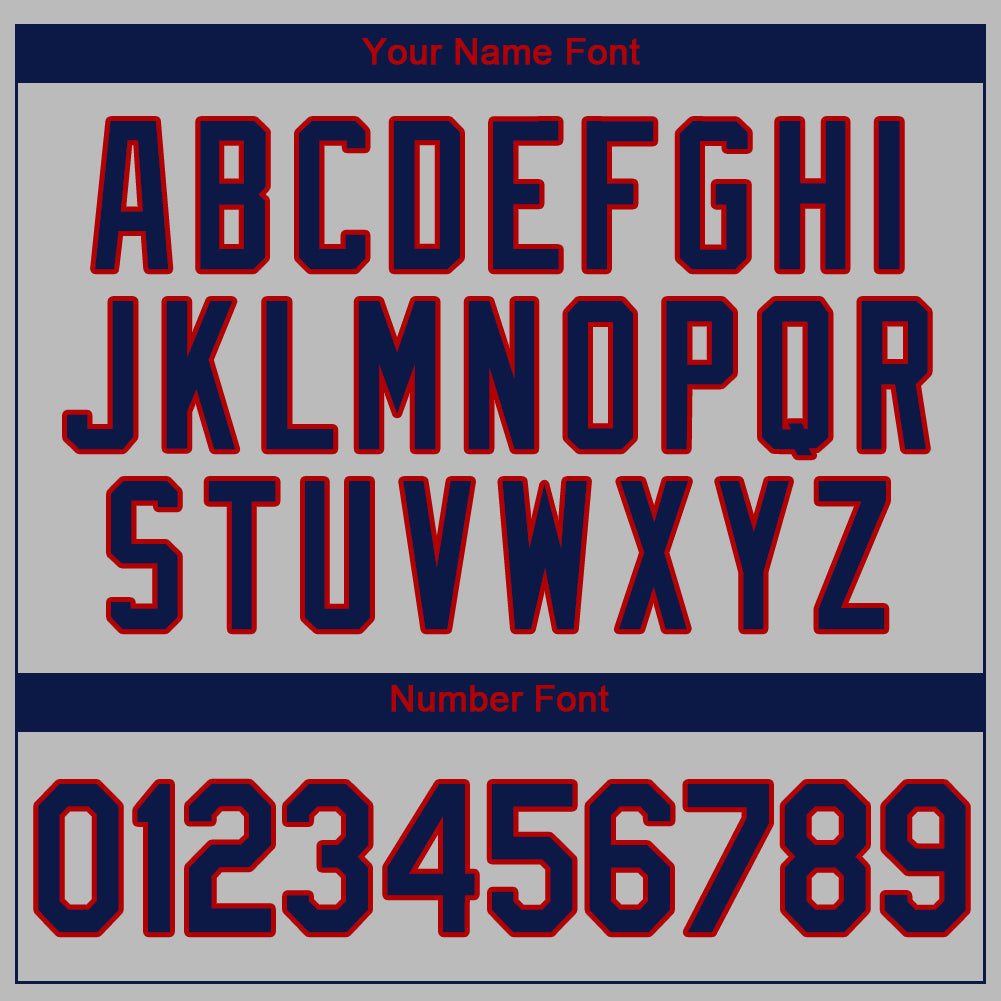 Custom Gray Navy-Red Authentic Baseball Jersey view 4