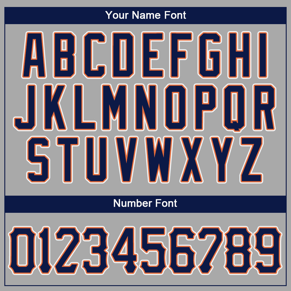Custom Gray Navy-Orange Authentic Baseball Jersey view 4