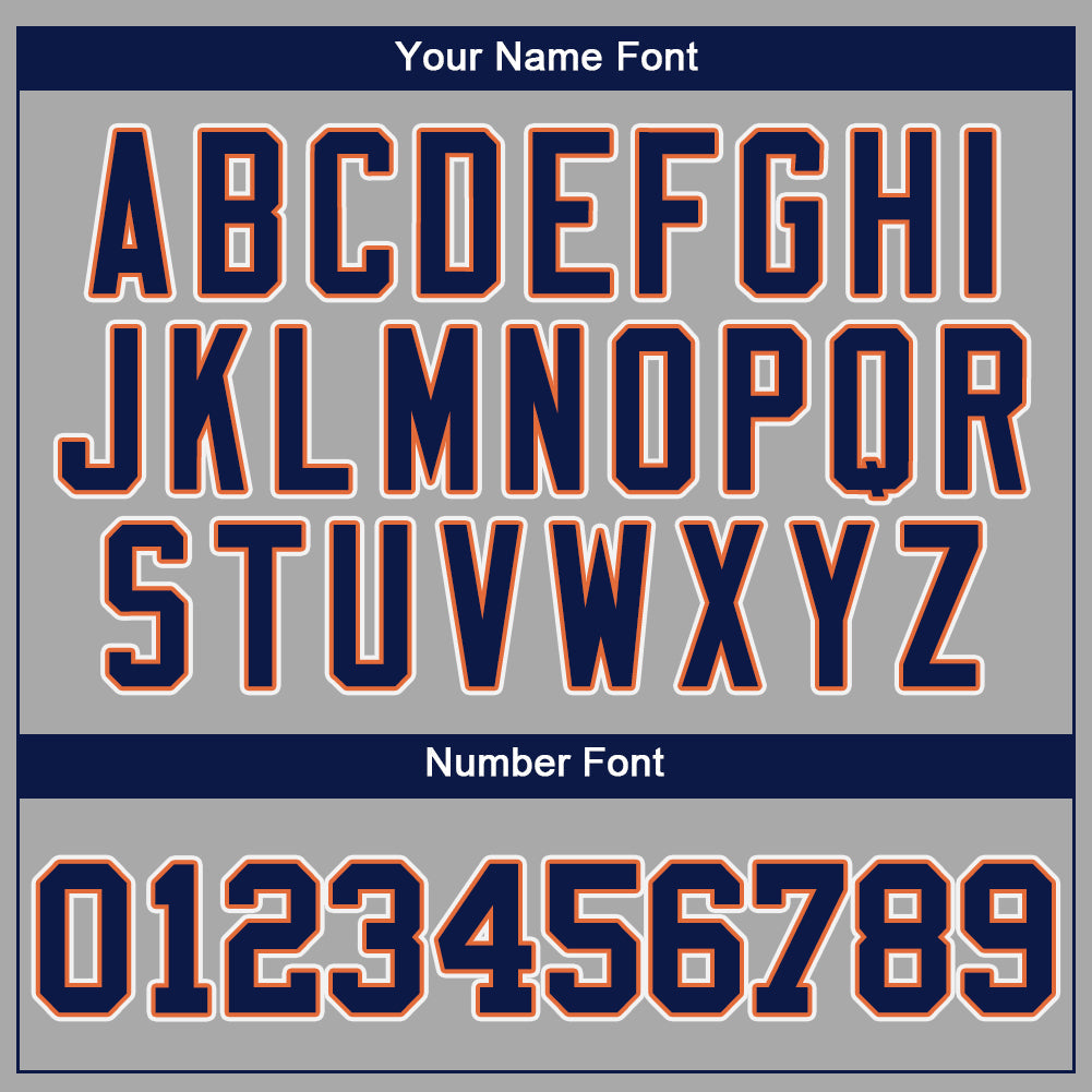 Custom Gray Navy-Orange Authentic Baseball Jersey view 4