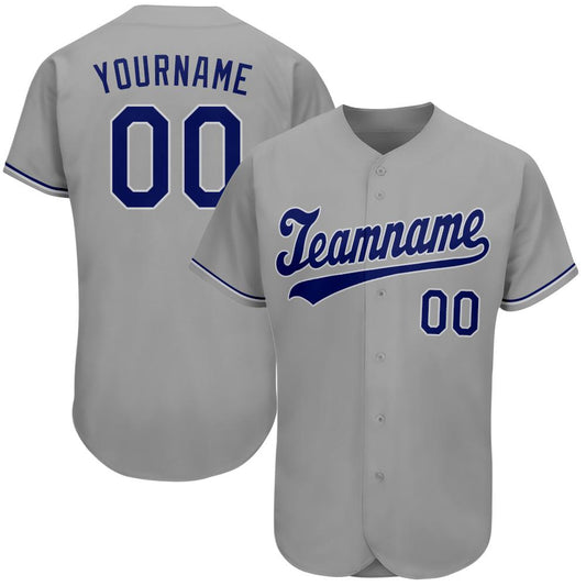 Custom Gray Royal-White Authentic Baseball Jersey - Main View