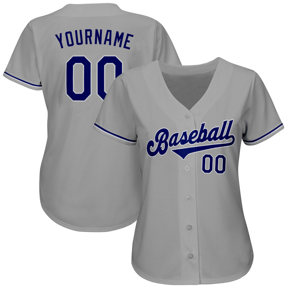 Custom Gray Royal-White Authentic Baseball Jersey view 2