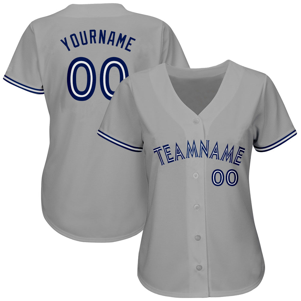 Custom Gray Royal-White Authentic Baseball Jersey view 2