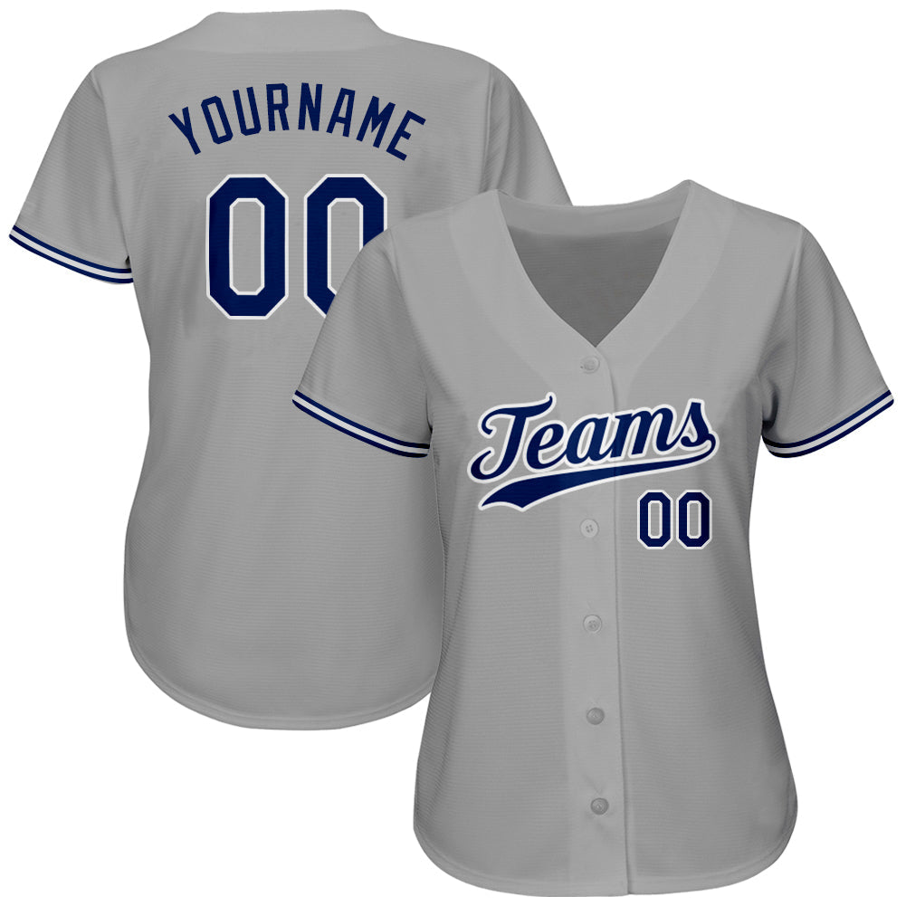 Custom Gray Royal-White Authentic Baseball Jersey view 2