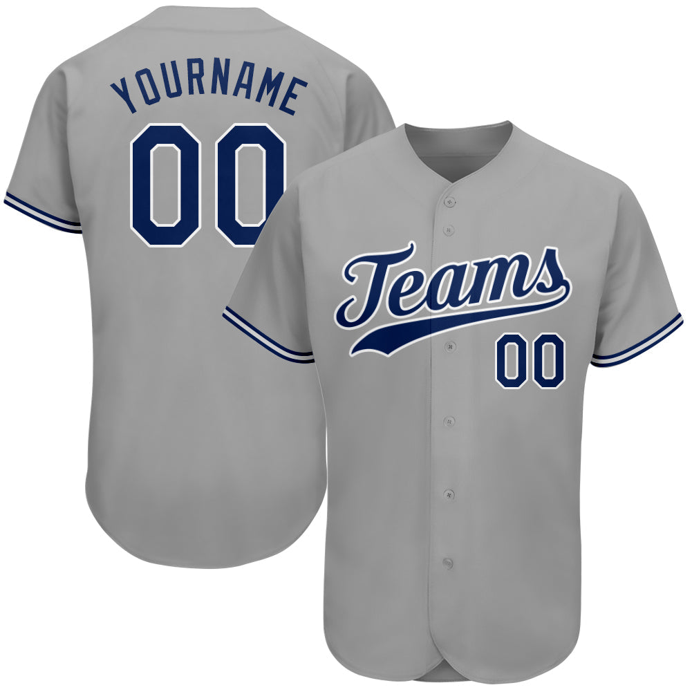Custom Gray Royal-White Authentic Baseball Jersey - Main View